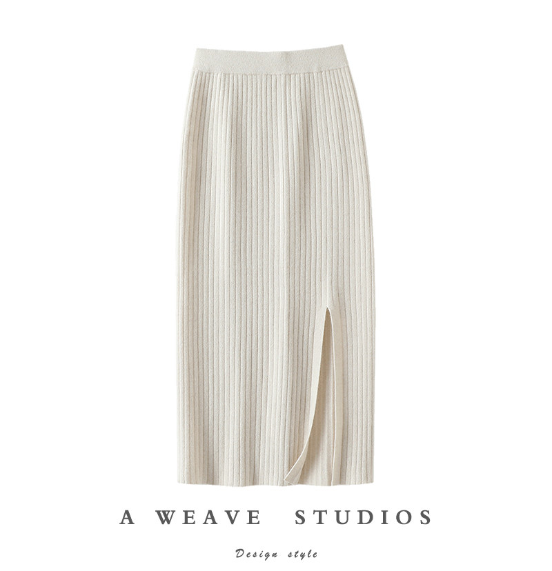 品相真好！加厚松紧开叉羊绒半身裙女纯羊绒休闲针织直筒裙子秋冬