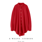 廓形衬衫 羊绒衫 女中长款 通勤百搭腔调 开衫 POLO领纯羊绒毛衣宽松