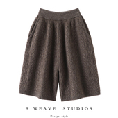 真着迷吧 子女外穿秋冬加厚 纯羊绒针织休闲短裤 羊绒短裤 女五分裤