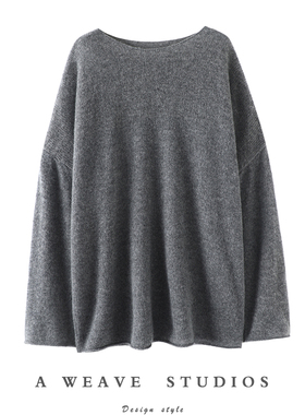 这气息好好看！云朵般呀~春夏圆领100%纯羊绒衫女宽松空调屋罩衫