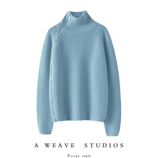 轻松时髦！男女同款~重磅加厚立领100%纯山羊绒衫女毛衣冬季外套