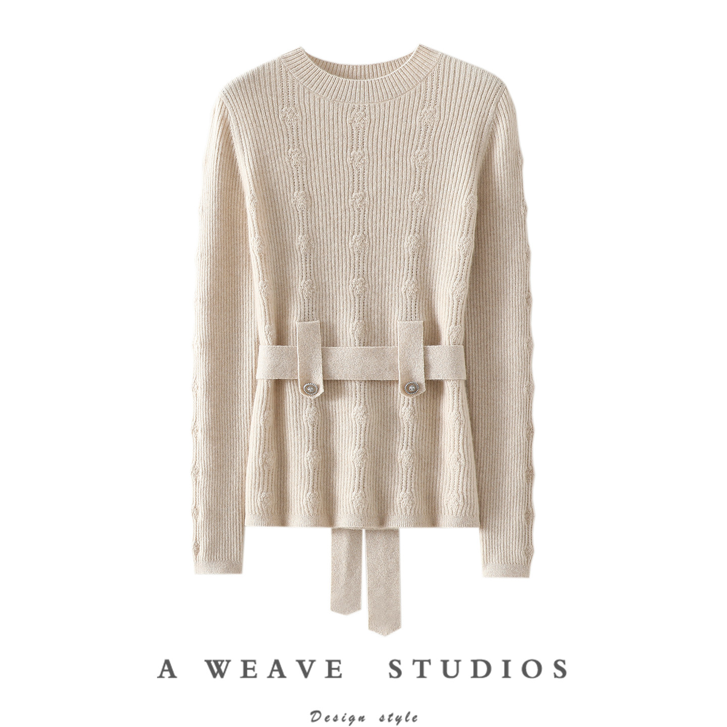 爆爱！巨好看啊~绑带100%纯山羊绒衫女圆领纯羊绒毛衣针织衫秋冬,女装/女士精品,羊绒衫,淘宝优惠券,粉丝福利购,淘宝优惠卷