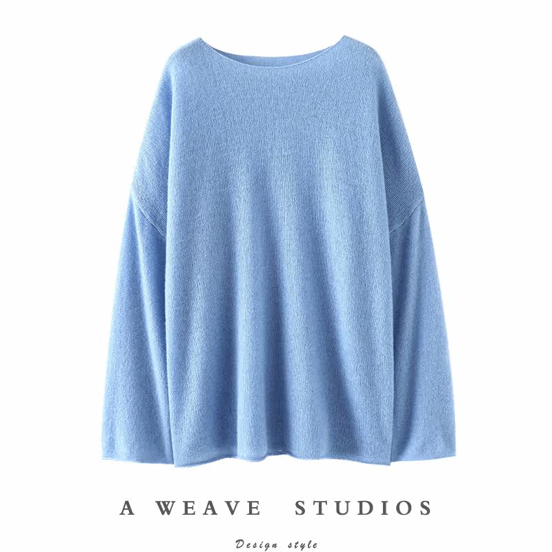 官方正品！云朵般呀~春夏圆领100纯羊绒衫女针织宽松空调屋罩衫