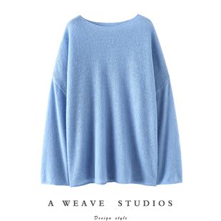 女针织宽松空调屋罩衫 春夏圆领100纯羊绒衫 云朵般呀 官方正品