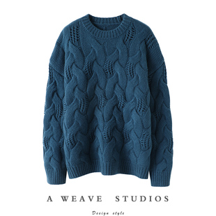 100纯羊绒女圆领毛衣宽松秋冬季 里外都是诚意 重磅加厚山羊绒衫