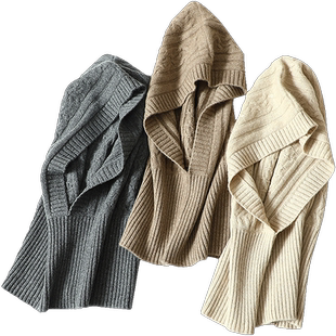 太暖和了！好看多功能纯山羊绒帽子男女通用保暖护耳针织围巾厚