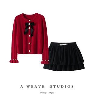 女纯羊绒毛衣短裙套装 圆领100%纯山羊绒开衫 太爱了 美到窒息