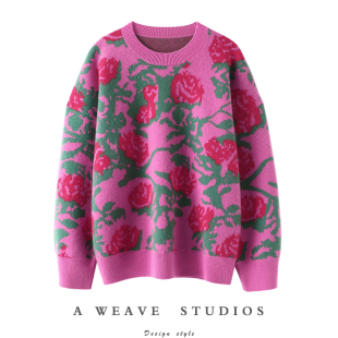 内搭 女100纯羊绒毛衣宽松内搭秋冬季 匠人之作 提花密织加厚羊绒衫