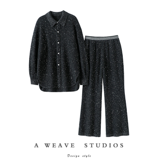 羊绒裤 女中长款 子女外穿 珠片加厚100%纯山羊绒开衫 意境腔调拉满