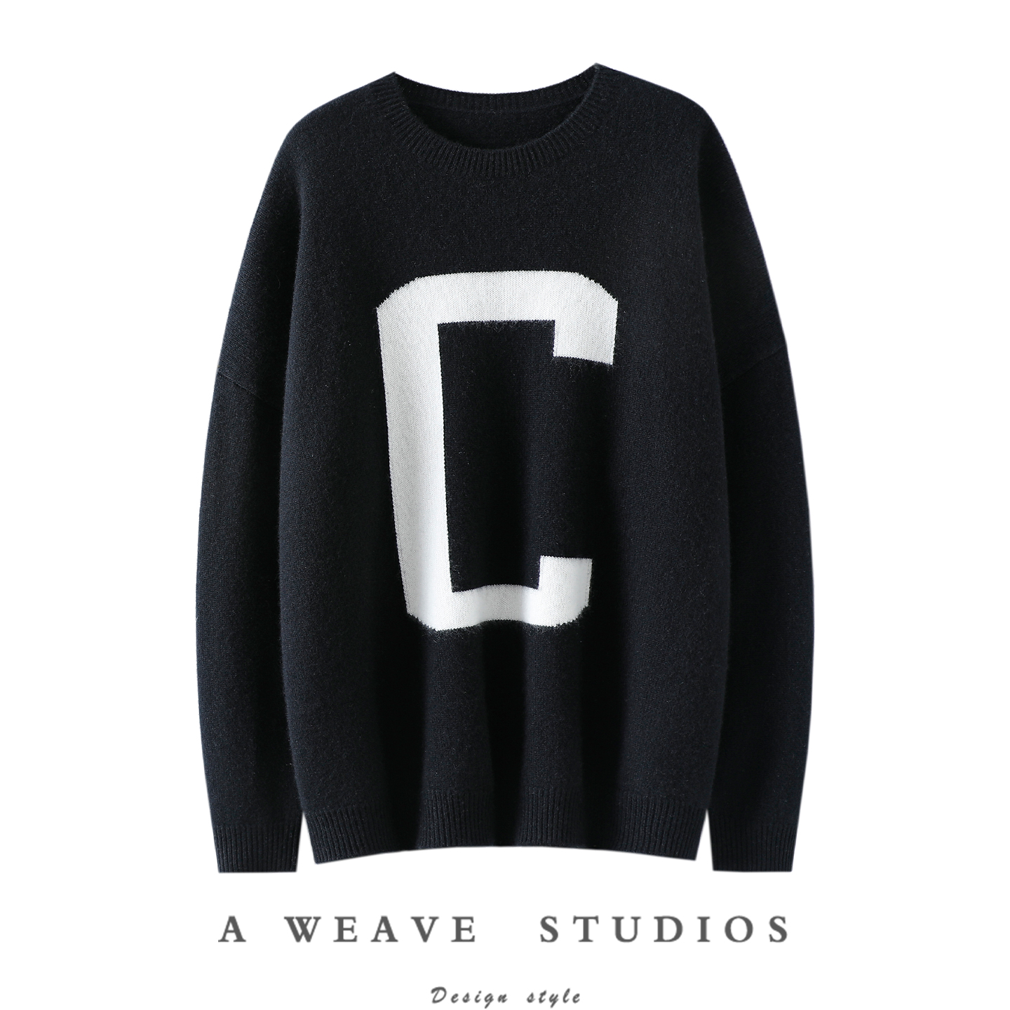 谁穿都得爱上！加厚100%纯山羊绒衫女圆领纯羊绒毛衣提花秋冬宽松