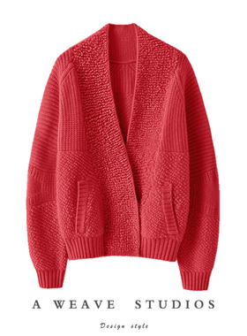 随心时髦！重磅加厚100%山羊绒开衫女V领纯羊绒毛衣针织开衫外套