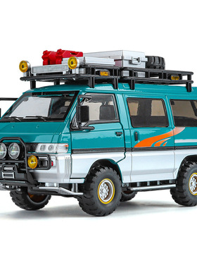 驰美合金车模1:24三零得利卡露营面包车回力玩具汽车音效模型