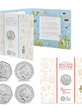 2018英国纪念币彼得兔卡通动漫周边硬币面值50P钱币封套正版现货