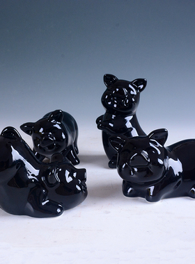 黑色风水招财十二生肖猪年吉祥物