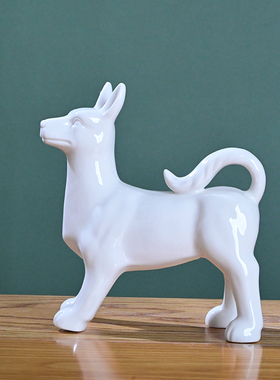 陶瓷十二生肖狗摆件招财镇宅风水大号白色瓷器小狗狗工艺家装饰品