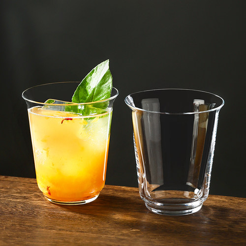 简约耐热扩口杯高硼硅玻璃咖啡馆商用冰美式拿铁茶杯果汁杯320ml