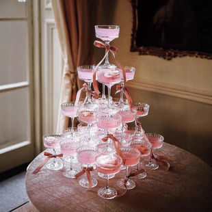 婚礼香槟塔多层庆功宴酒店开业用蝶形鸡尾酒香槟塔杯婚庆道具