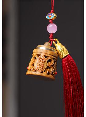 绿檀木镂空香囊球古风车内挂件手机吊坠情侣背包随身貔貅饰品