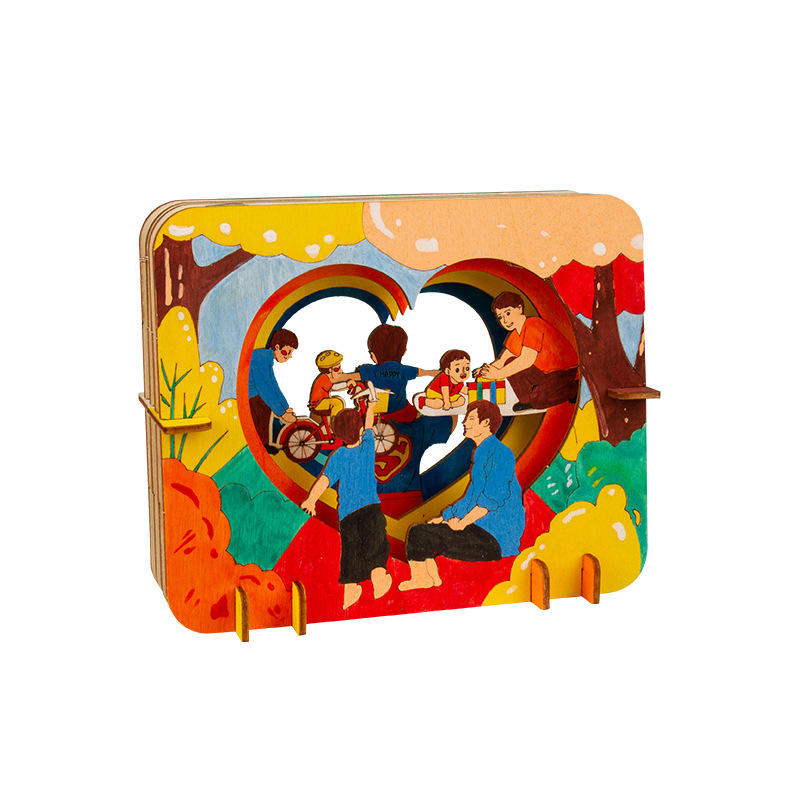 父亲节礼物木制拼图摆件