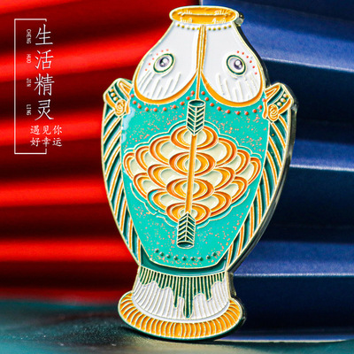 唐三彩双鱼瓶浮雕冰箱贴国风南京博物院伴手礼景区景点旅游纪念品