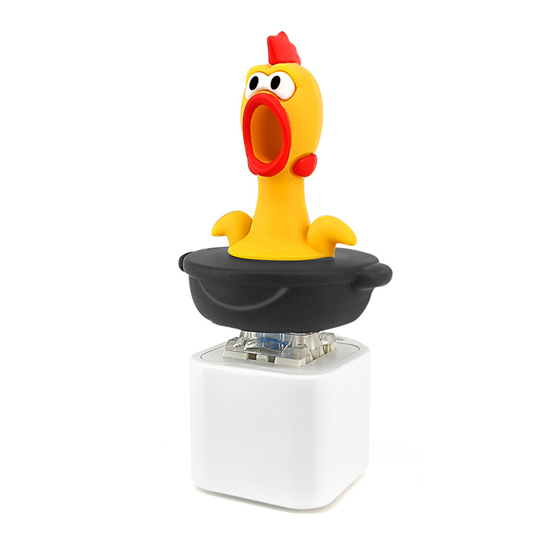 卡通创意尖叫鸡语音按键钵钵鸡音乐玩具高颜值钥匙扣edc解压玩具