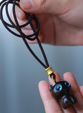 木黑檀绿檀小可爱猫吊坠