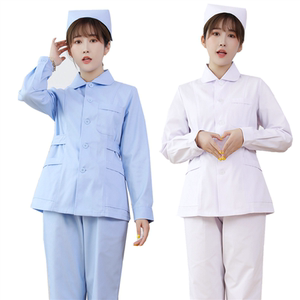 冬装圆领蓝色短袖牙科月嫂护士服