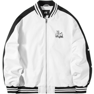 海澜之家旗下黑鲸时尚棒球领夹克男春季撞色拼接校园风外套