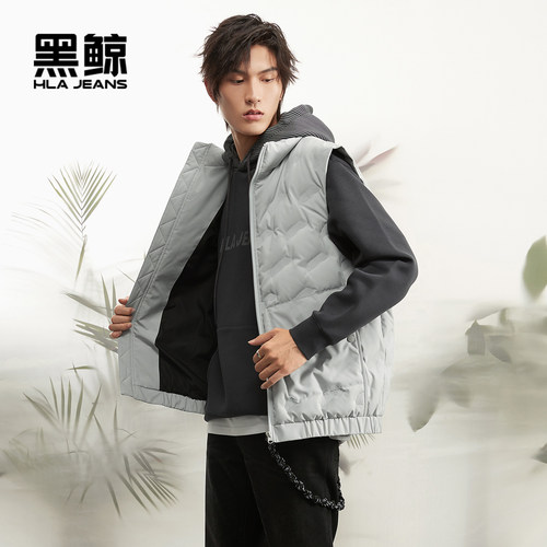 黑鲸纯色立领羽绒马甲