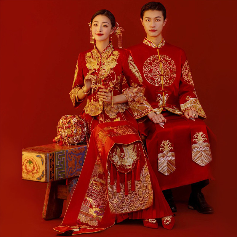 秀禾服2022新款新娘结婚礼服中式婚纱敬酒服春夏情侣嫁衣龙凤褂女