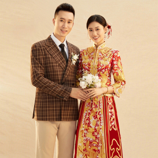 婚服 嫁衣秀和结婚礼服夏季 秀禾服龙凤褂新娘2022新款 重工奢华中式