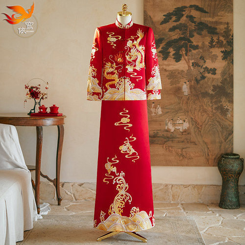 中式新郎结婚礼服2025新款高端秀禾服男士唐装敬酒礼服男款龙凤褂