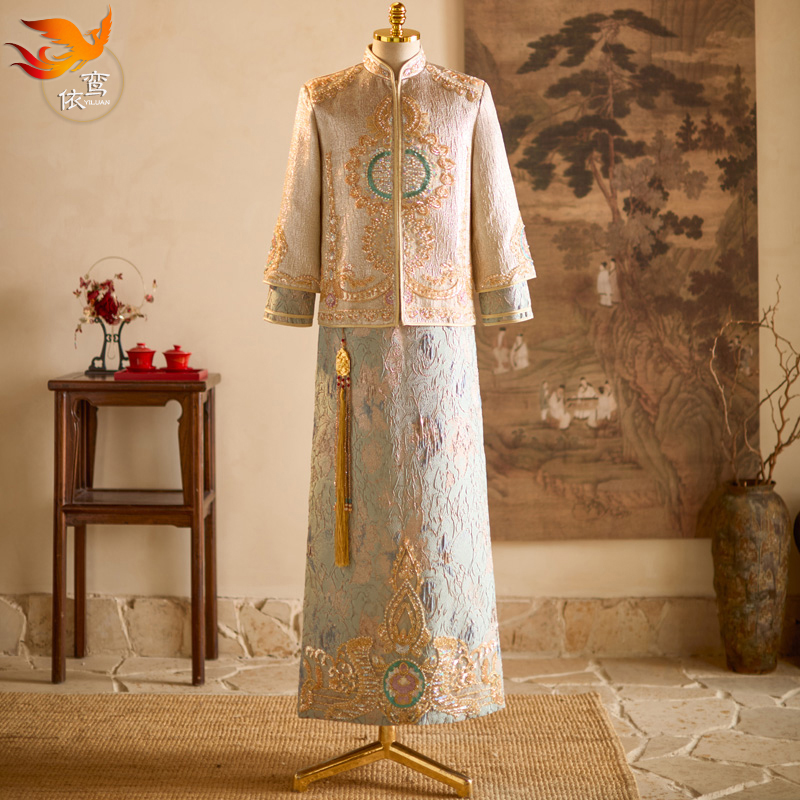 香槟色秀禾服新郎2025新款男士大码唐装敬酒接亲服中式结婚礼服男