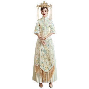 香槟金色秀禾服新娘冬季新款龙凤褂中式结婚嫁衣敬酒服中国风秀和