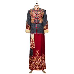 秀禾服新郎2026新款中式大码男士结婚敬酒礼服唐装龙凤褂男接亲服