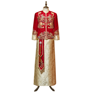 中式新郎秀禾服2026新款男士大码结婚礼服唐装接亲敬酒服龙凤褂男