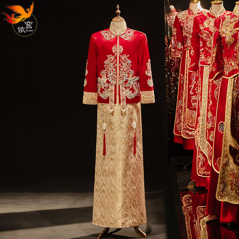 清仓男生秀禾服新郎2024年新款唐装婚服男士结婚礼服敬酒服男款