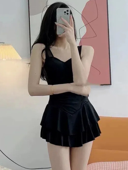 连体泳衣女款遮肚显瘦2024新款性感露背裙式泡温泉保守女士游泳衣