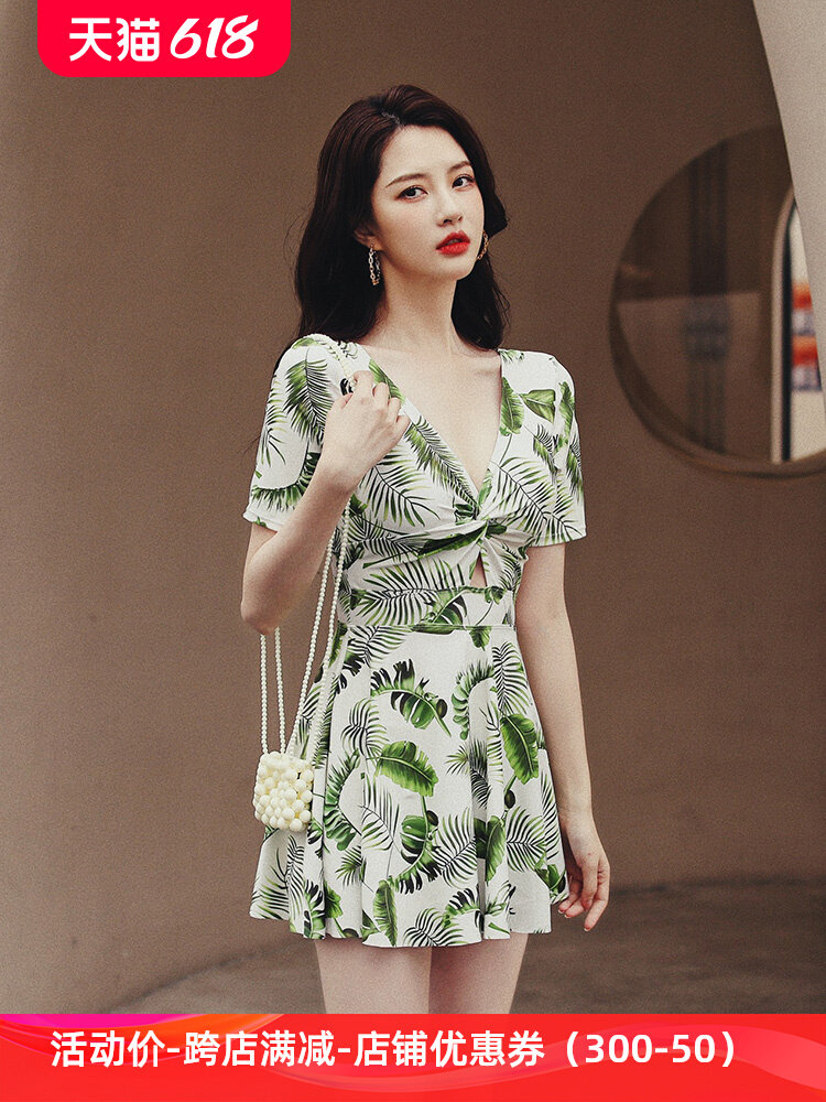 温泉连体泳衣女遮肚显瘦保守大码裙式ins2022高级感游泳馆专用