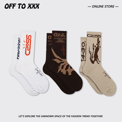 潮牌袜子ts新款欧美运动中筒袜