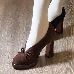 复古气质名媛风粗跟不累脚轻奢高级感百搭单鞋 法式 玛丽珍高跟鞋