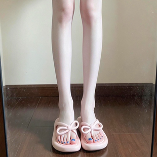 蝴蝶结人字拖鞋女夏季外穿旅游海边沙滩防滑粉色少女心夹脚凉拖鞋