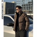 田野L美式复古立领短款pu皮棉服男冬季加厚保暖宽松休闲棉袄外套