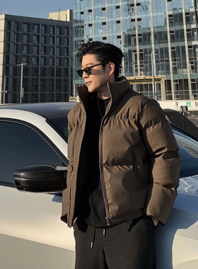 田野L美式复古立领短款pu皮棉服男冬季加厚保暖宽松休闲棉袄外套