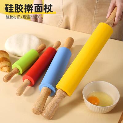 Silicone Rolling Pin Rotary Roller Rolling Pin Kitchen