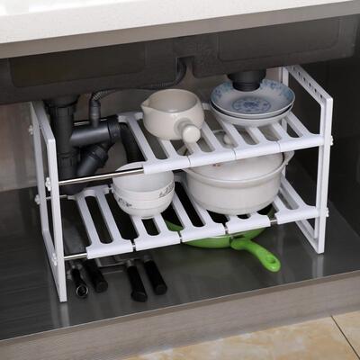 Retractable Stainless Steel Sink Shelf Kitchen Storage Rack