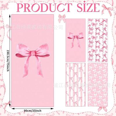 Pink Bow Microfiber Beach Towel Pool Bath Towel Absorbent