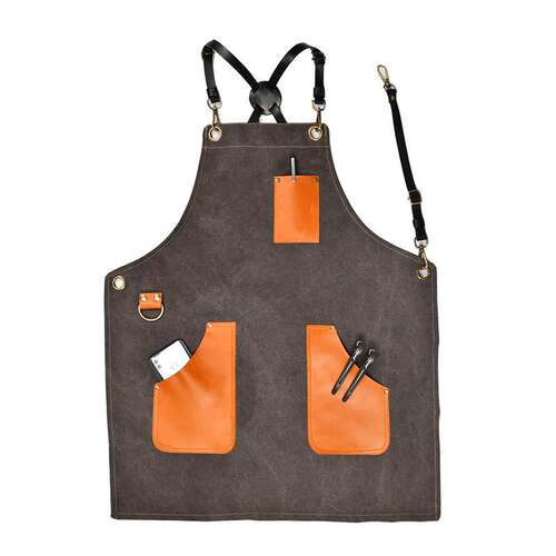 Thickened Wear-Resistant Canvas Genuine Leather Apron Men's
