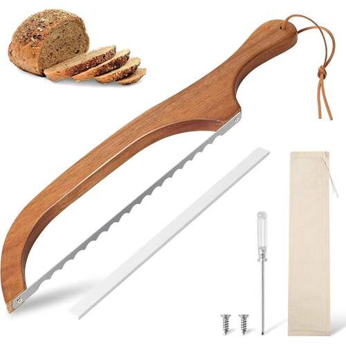 wooden brown bread knife toast saw simple bread cutting