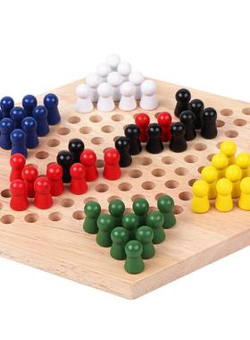 Wooden Color Hexagon Checkers Chldren's nteractve Board